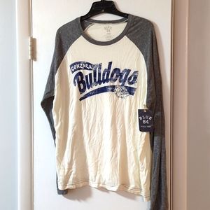 Gonzaga Bulldogs Men's Blue 84 Long Sleeve Raglan T-shirt Cream/Gray Size L NWT